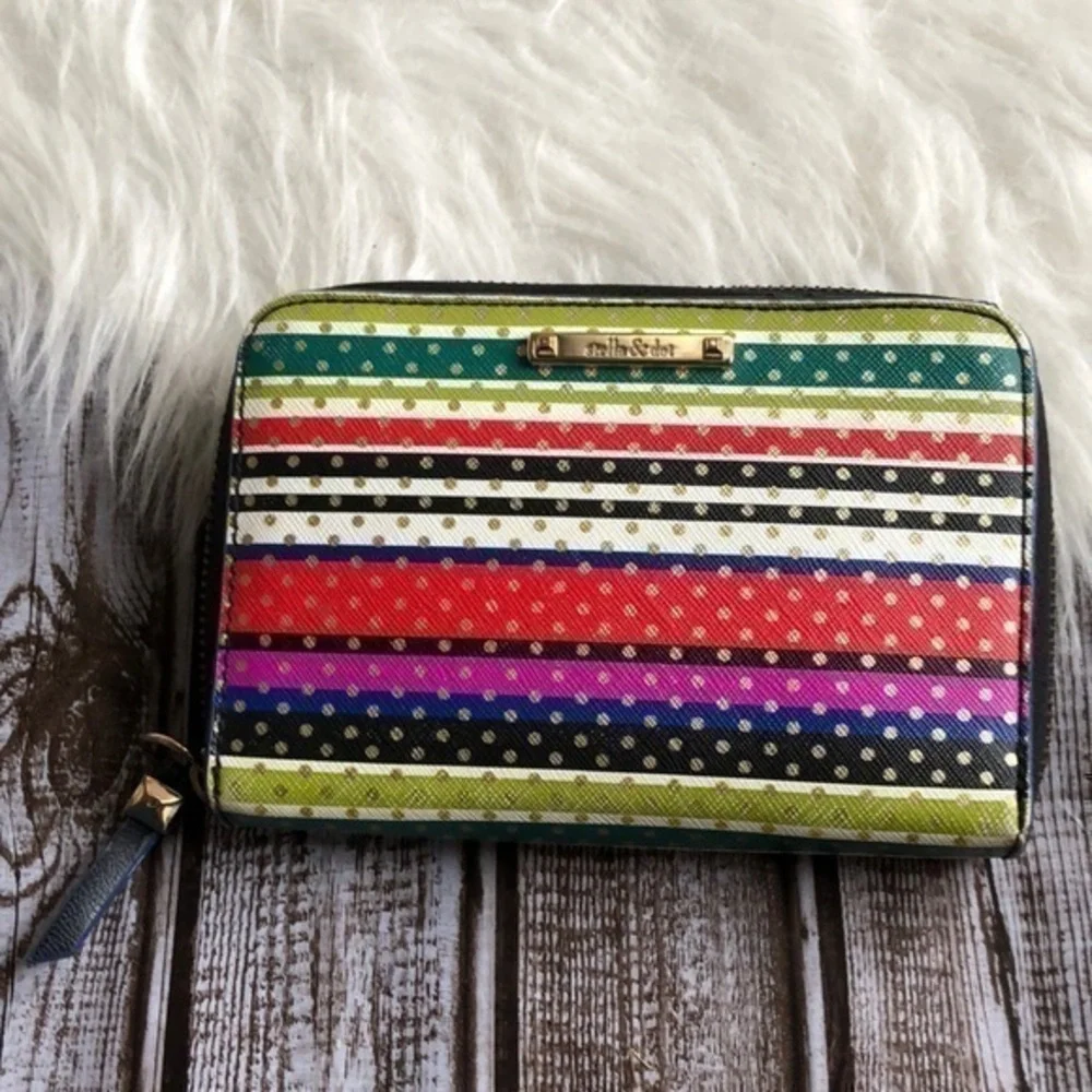 Stella & Dot polka dot striped wallet